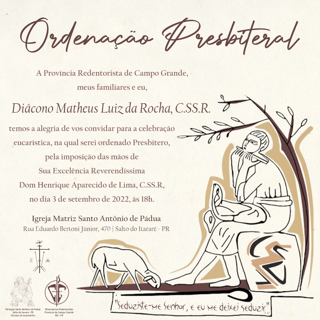 Ordenação Sacerdotal do Diácono Matheus Rocha acontece no sábado 3 0zegws4