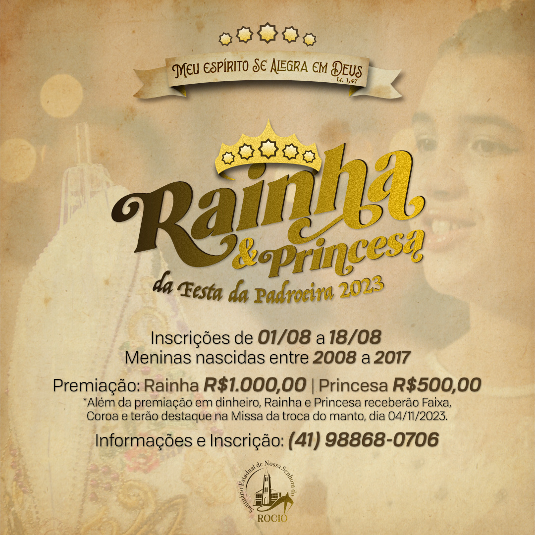 Santuário do Rocio lança concurso "Rainha e Princesa da Festa da Padroeira 2023" 3 0u1j98rg
