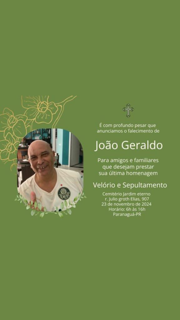 nota de falecimento joao geraldo