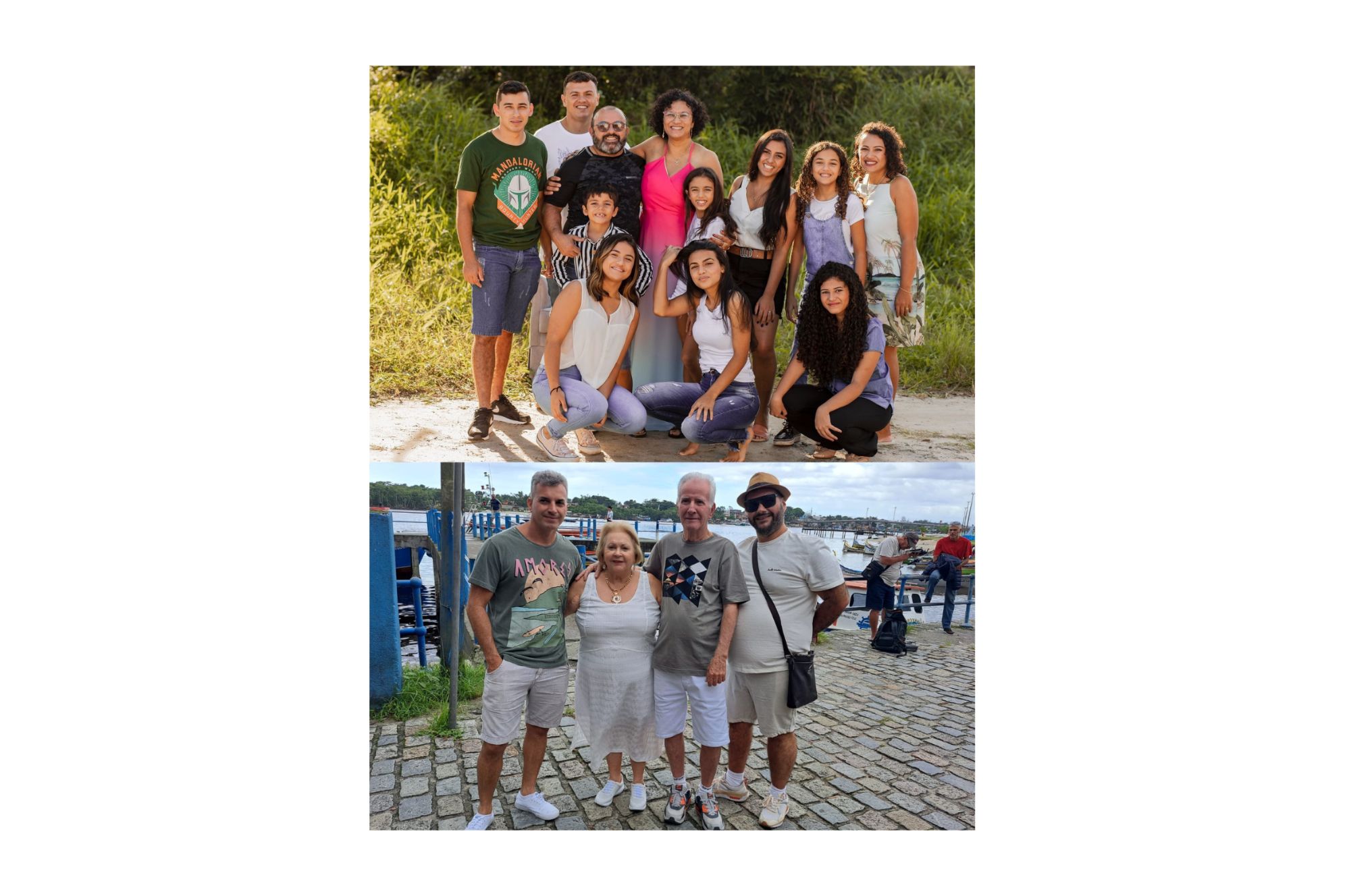 Grupo de amigos e família em momentos descontraídos ao ar livre, sorrindo e se divertindo. Memórias felizes em cada clique! Caminho, verdade e vida: Famílias demonstram que a Fé em Cristo Ressuscitado é a estrada de suas vidas