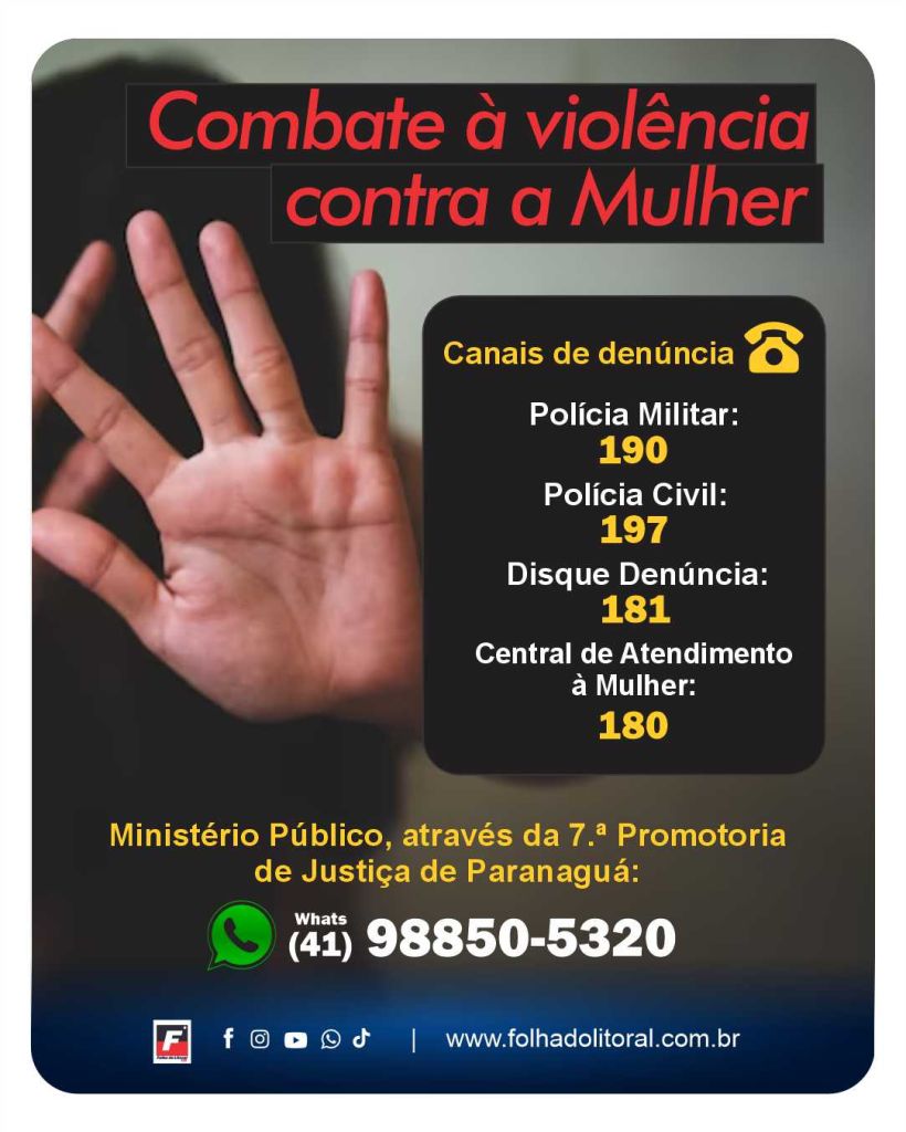 Paranaguá teve mais de 380 inquéritos instaurados de violência doméstica e familiar em 2025 2 Canais de Denuncia violencia mulher 1 1