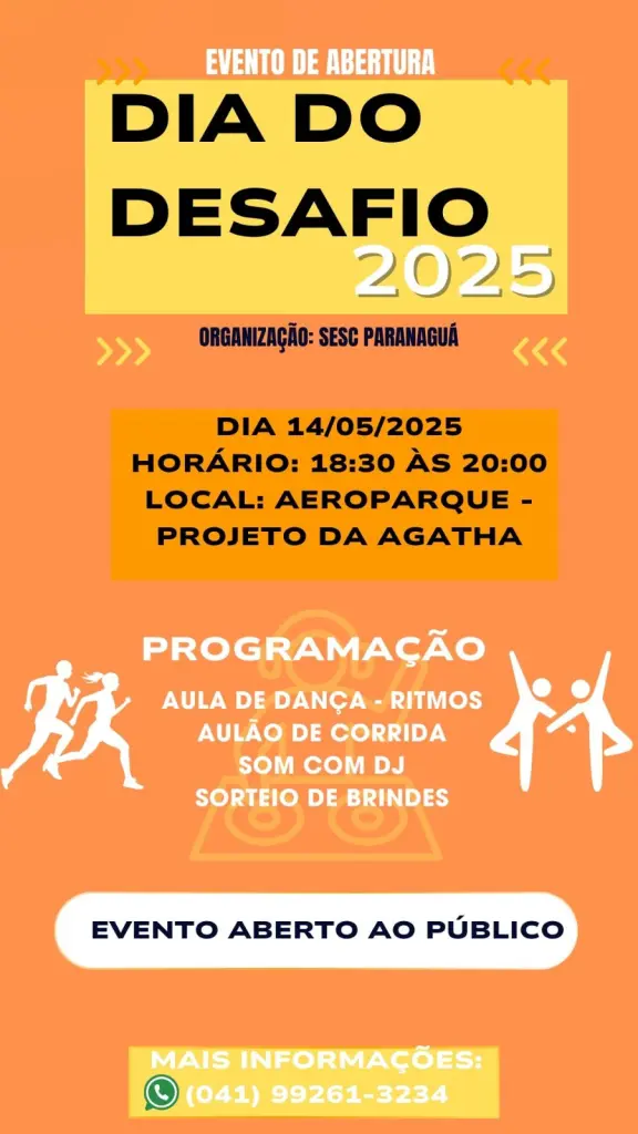 Dia do Desafio: campanha de incentivo à prática esportiva terá programação no Aeroparque 3 O movimento celebra 30 anos neste mês de maio (Arte/Divulgação)