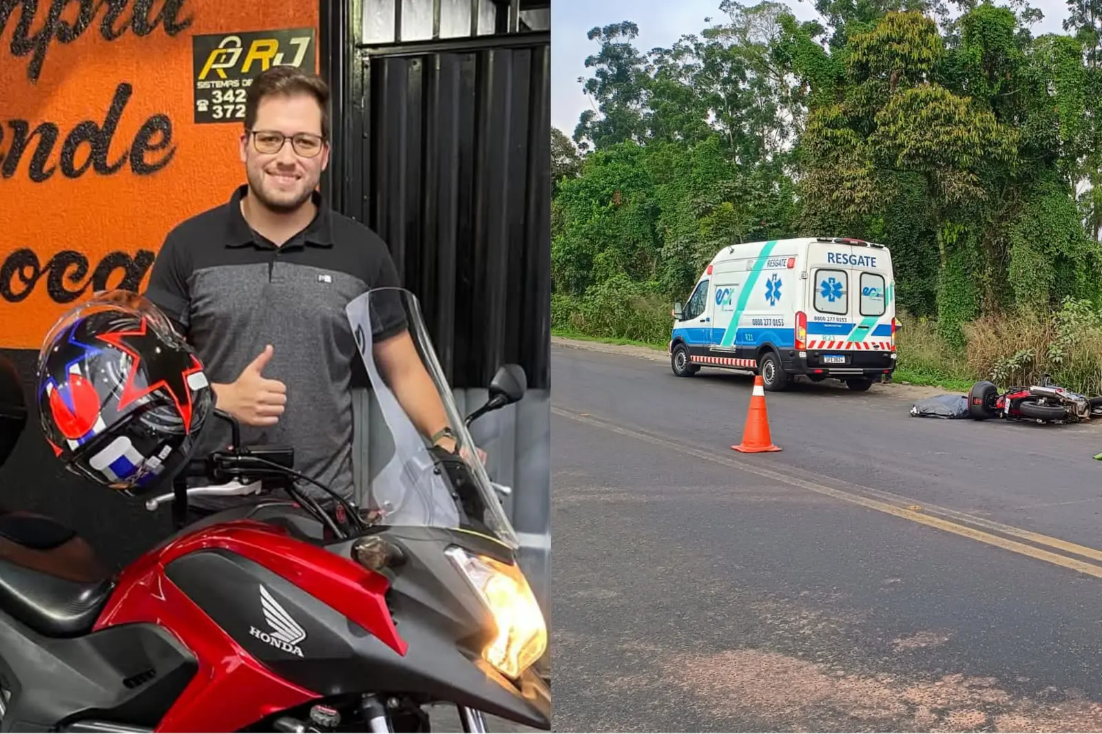 Jonathan estava em sua motocicleta Honda NC 700cc na pista sentido Curitiba (Foto: Divulgação)