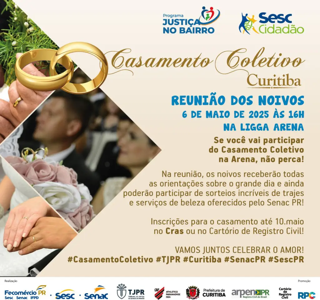 Reunião com noivos do Casamento Coletivo acontece na terça-feira em Curitiba 2 arte divulgacao
