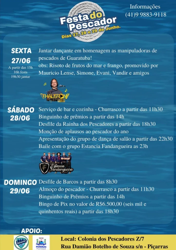 Eventos tradicionais e culturais agitam o litoral no fim de semana; confira a programação 7 festa do pescador guaratuba 1