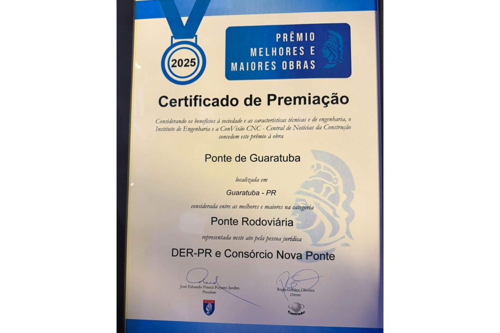Ponte de Guaratuba recebe prêmio de melhor obra rodoviária do país na categoria 4 premio ponte de guaratuba 004