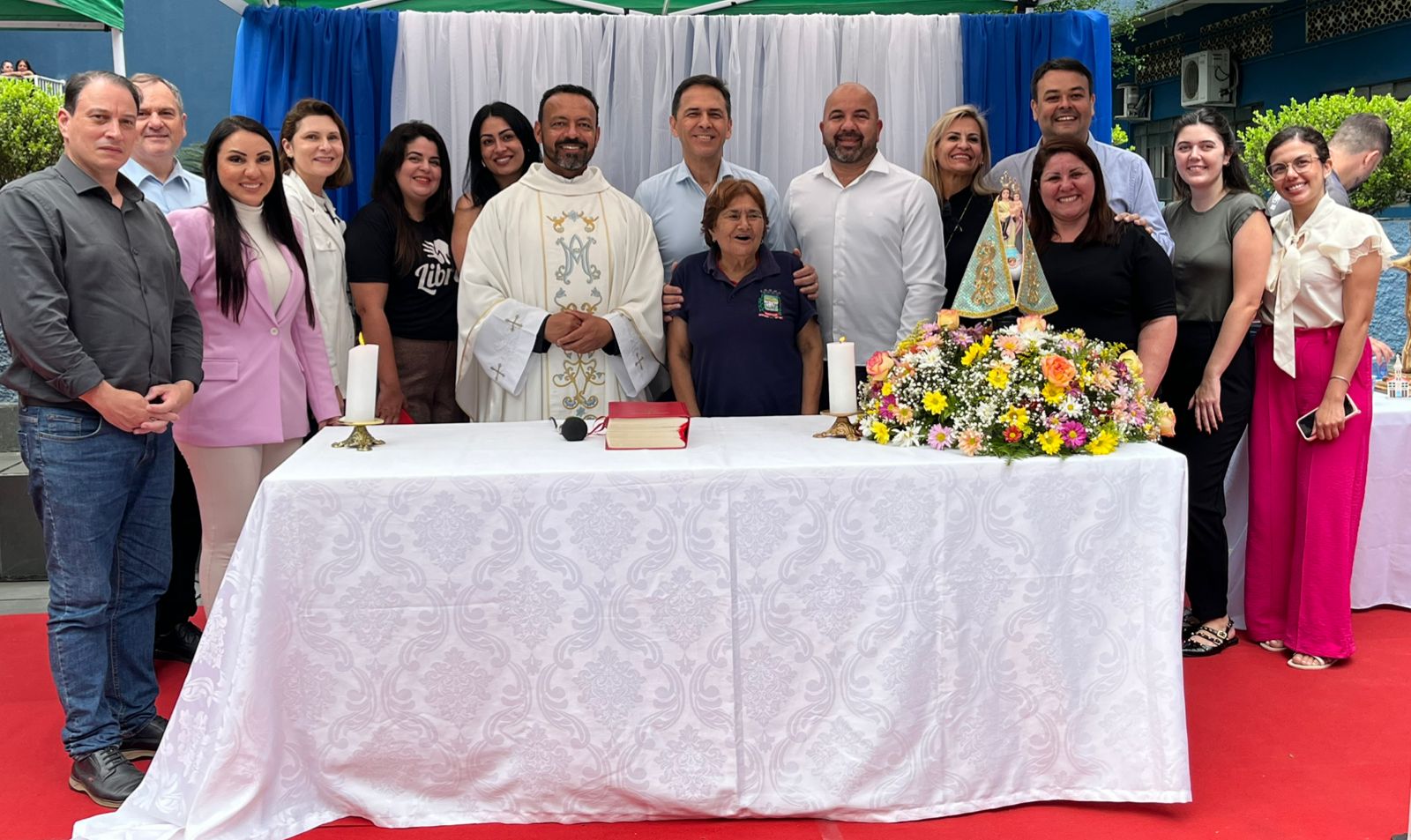 A visita contou com a presença do prefeito Adriano Ramos, da vice-prefeita Fabiana Parro, do reitor do Santuário do Rocio, padre Dirson Gonçalves, além de servidores municipais, secretários e convidados (Foto: Folha do Litoral News)