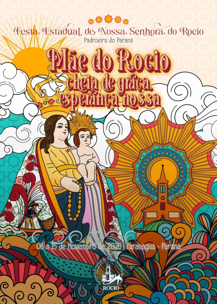 Procissões levam milhares de devotos às ruas de Paranaguá no ponto alto da 212.ª Festa do Rocio 8 Ao final, o tema e o cartaz da Festa do Rocio de 2026 foi anunciado: “Mãe do Rocio, Cheia de Graça, Esperança Nossa”.