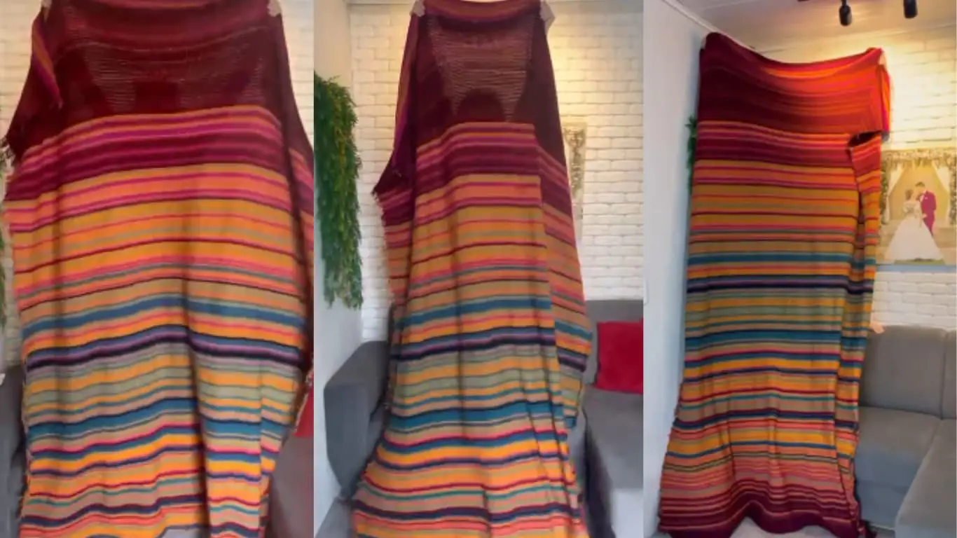 “Essa manta tem um lugar muito especial no meu coração. Aprendi crochê com a minha avó há mais de 10 anos, e foi com ela que eu aprendi a amar essa arte”, ressalta a crocheteira e artesã parnanguara Bárbara Migliorini (Foto: Divulgação/Bárbara Migliorini)
