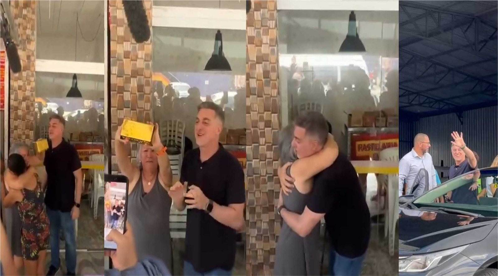 O artista desembarcou no aeroporto de Paranaguá e, em seguida, seguiu em um carro particular para o município de Matinhos (Fotos: Redes Sociais)