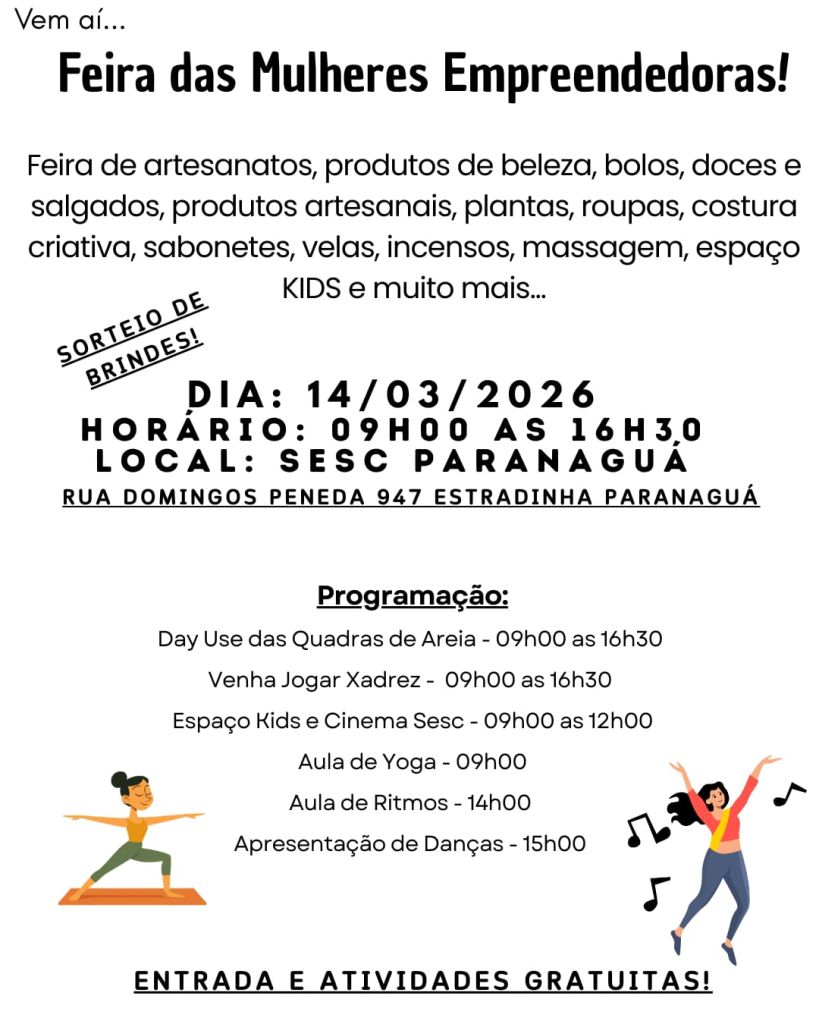 Feira das Mulheres Empreendedoras ocorrerá no Sesc Paranaguá em comemoração ao Mês da Mulher 4 WhatsApp Image 2026 03 09 at 09.57.31 1