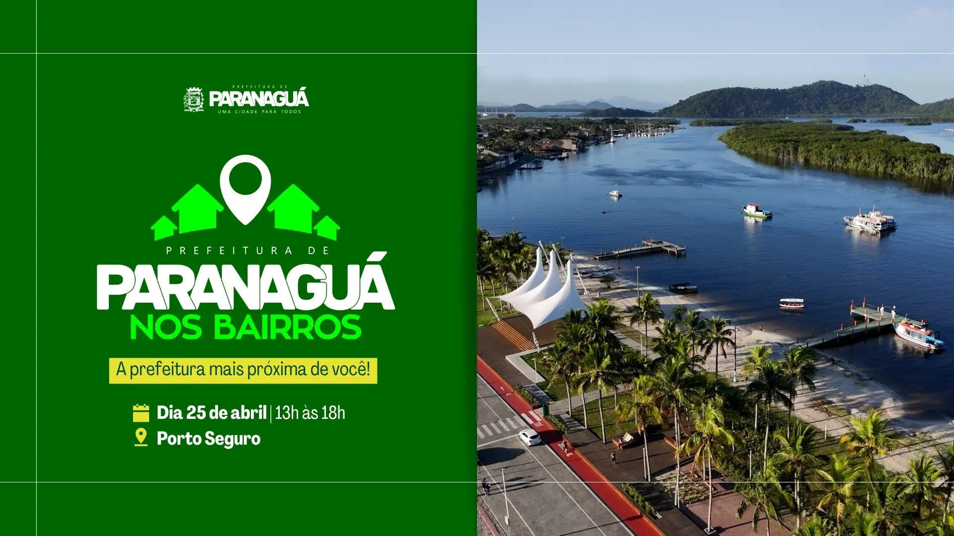Evento contará com serviços de 20 secretarias e gabinete do prefeito e vice-prefeita no local (Arte: Ana Flávia Ferreira - Prefeitura de Paranaguá)