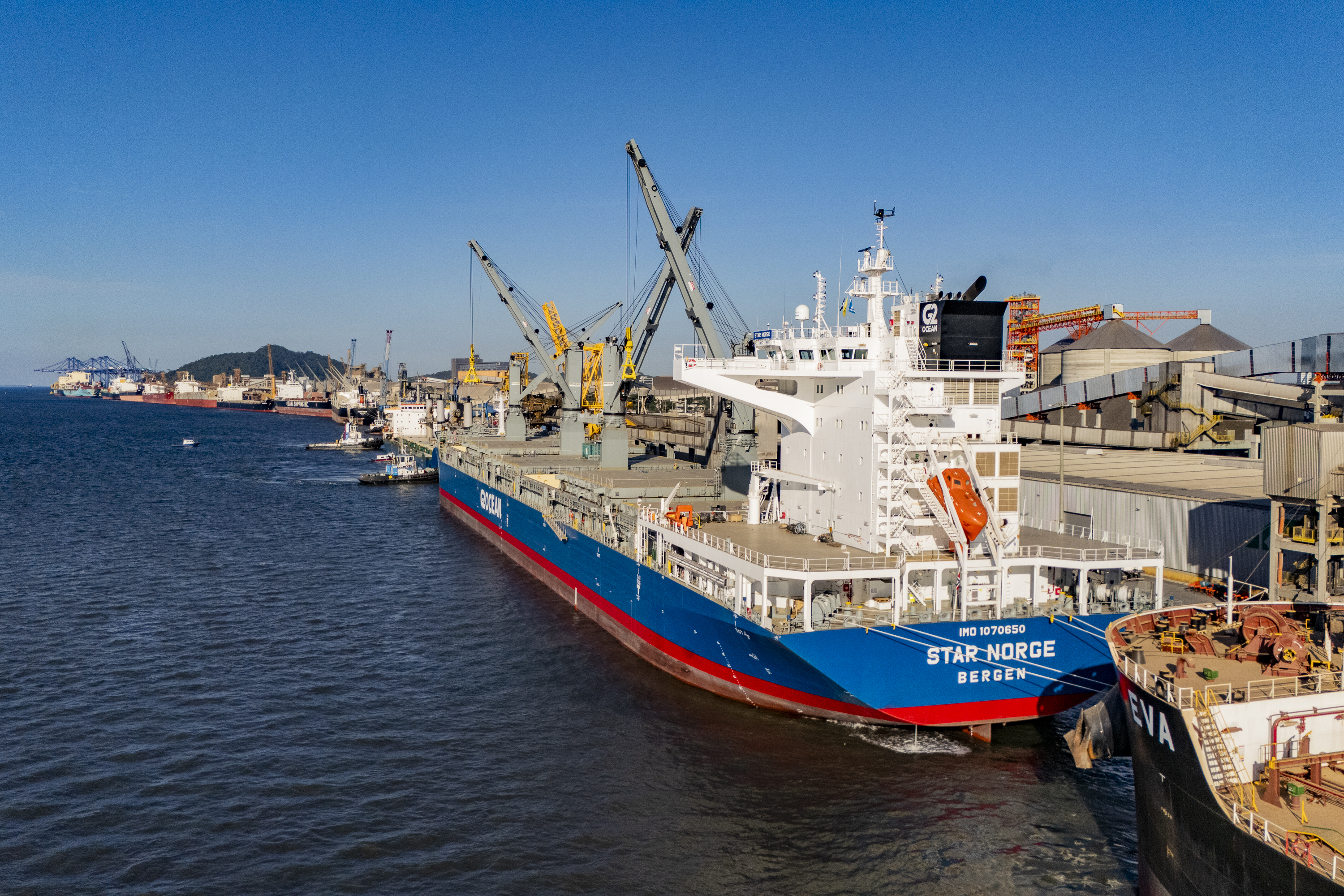 De bandeira norueguesa, navio fará carregamento de 14,2 mil toneladas de celulose (Foto: Claudio Neves / GCOM Portos do Paraná)