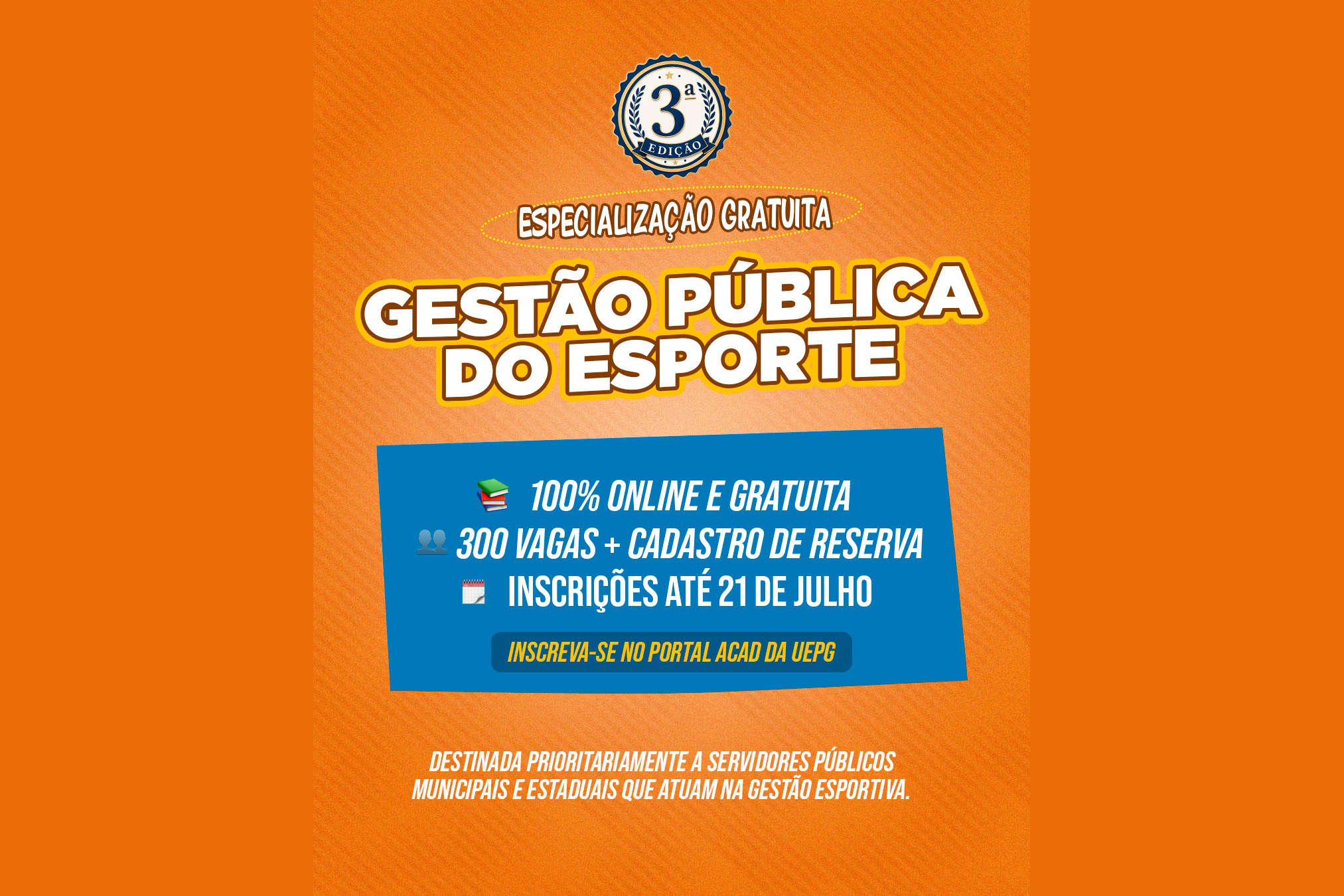 Estado abre inscrições para especialização gratuita em Gestão Pública do Esporte 1 1ESPORTESPR
