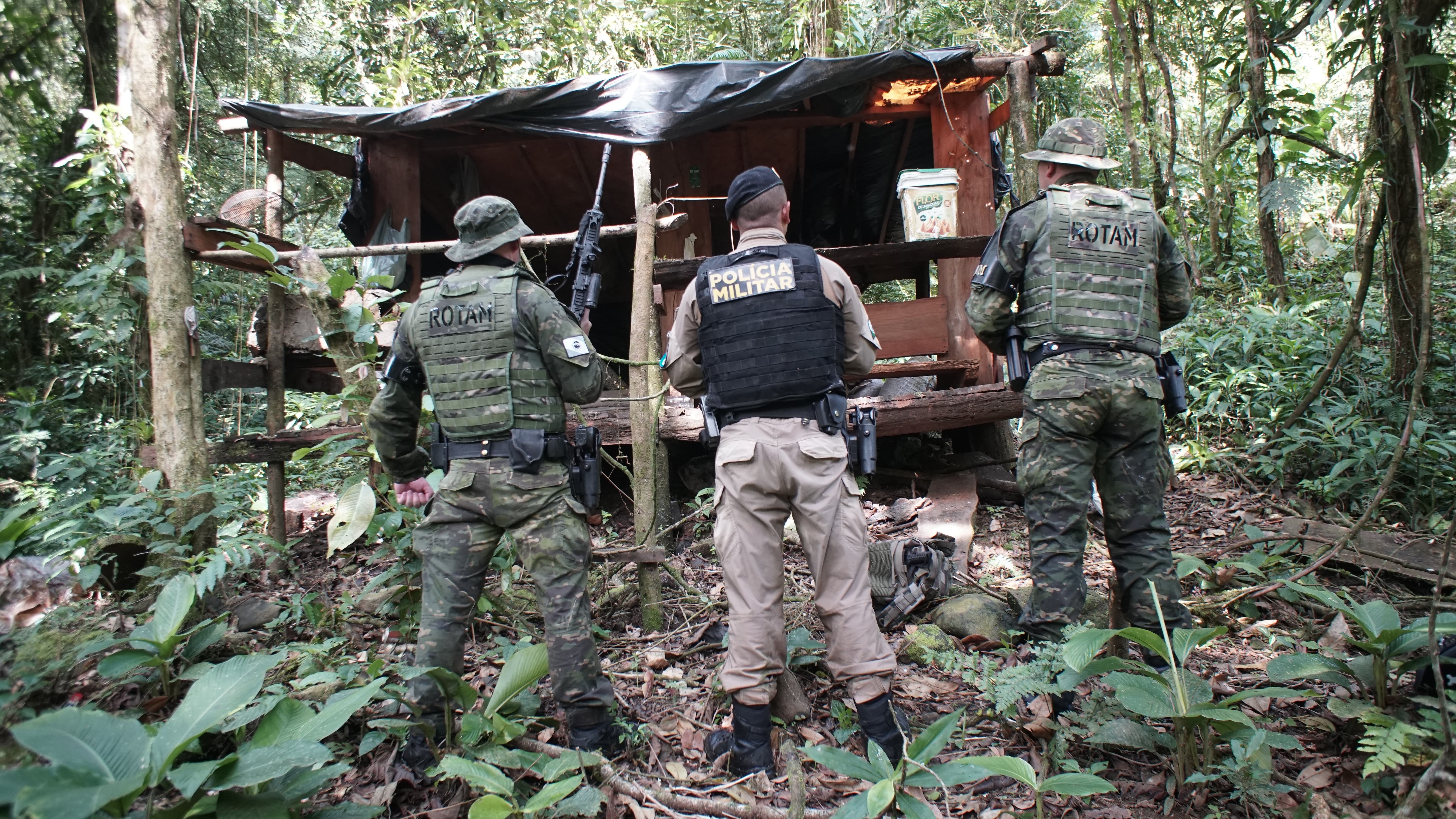 A estrutura, com cerca de 20 metros quadrados, estava em uma área remota da Unidade de Conservação (Foto: Batalhão de Polícia Ambiental do Paraná)