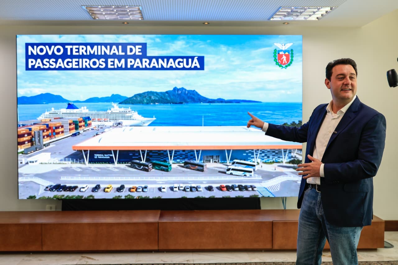Com investimento de R$ 80 milhões, Ratinho Junior anuncia avanço do terminal de passageiros do Porto de Paranaguá 1 “Teremos o terminal para cruzeiros mais moderno da América do Sul”, destacou o governador Ratinho Junior (Foto: Divulgação/Assessoria)